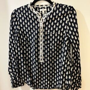 J Crew cotton shirt. Navy/white size 6